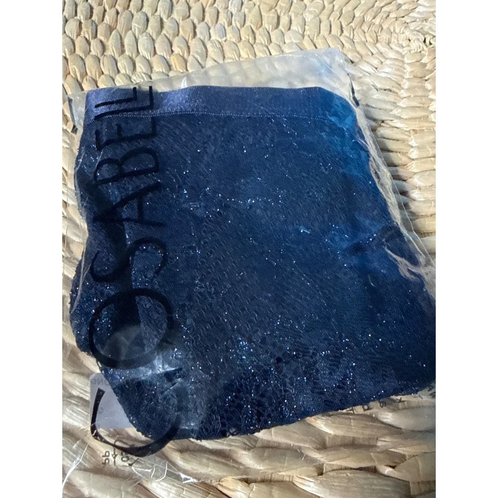 Cosabella Never Say Never Italian Thong Nocturnal blue Men's Lace NWT Size S‎